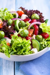Mediterranean-Style Salad with Feta Cheese and Green Olives