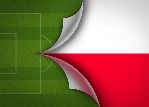 soccer field on Poland flag