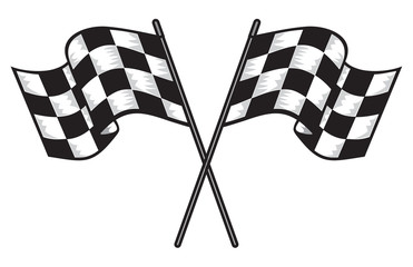 two crossed checkered flags
