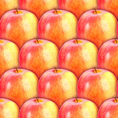 Seamless pattern of fresh red-yellow apples