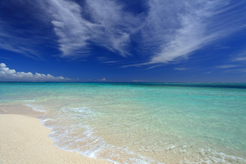 南国の綺麗な砂浜と紺碧の空