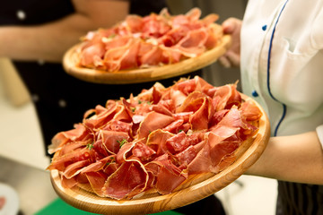 Prosciutto on trays