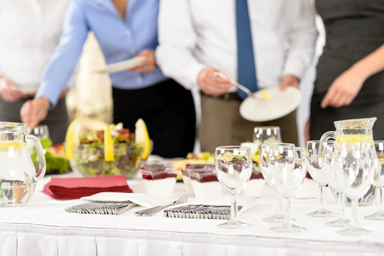 Business catering service people at meeting