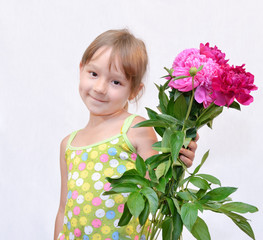 Child and flowerses
