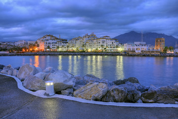 Puerto Banus by night,Costa del Sol,Spain - obrazy, fototapety, plakaty
