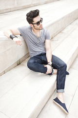 young man dressed casual - outdoor