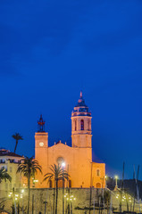 Fototapeta premium Sant Bartomeu i Santa Tecla church at Sitges, Spain
