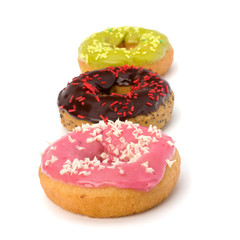 Delicious doughnuts isolated on white background