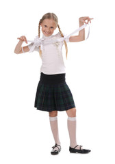 funny emotional girl on white background