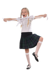 funny emotional girl on white background