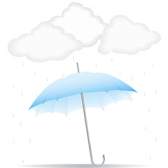 Fototapeta na wymiar Blue umbrella in the rain
