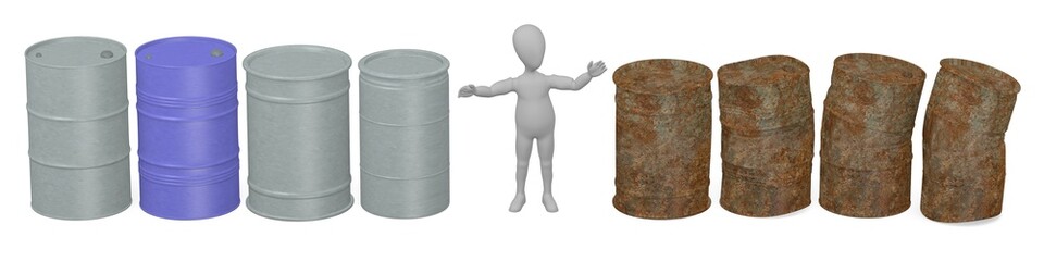 3d render of cartoon character with barrel