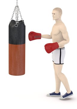 3d render of artifical male boxing