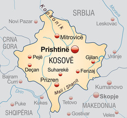 orange Map of  Kosovo