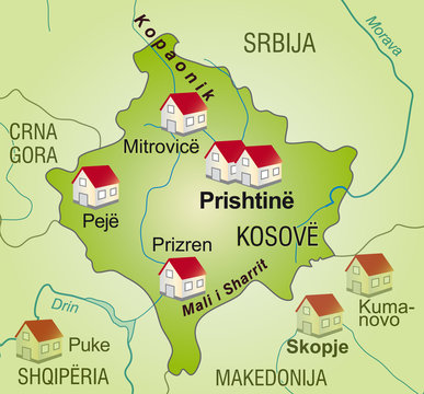 Map of  Kosovo as an internetmap