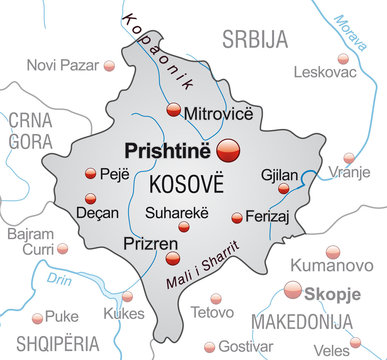 Map of  Kosovo with neighboring countries