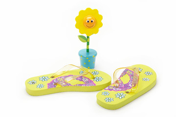 Cool flip-flops on a white background.
