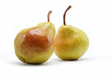two pears isolated on white background