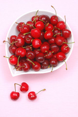 Fototapeta na wymiar plate with juicy cherries