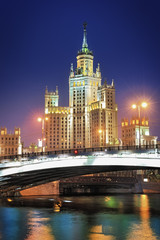 Fototapeta na wymiar Moscow. Stalin skyscraper on Kotelnicheskaya embankment