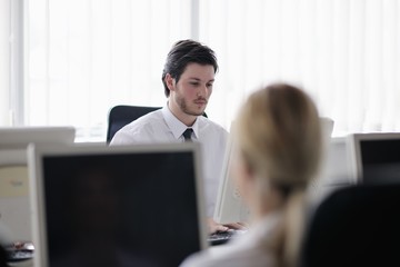 business people group working in customer and help desk office