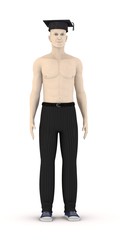 3d render of artificial character with graduation cap