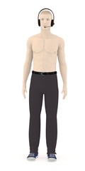 Fototapeta premium 3d render of artifical character with headphones