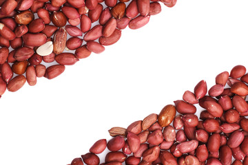Diagonal background of raw peanuts