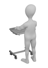 3d render of cartoon character with medical table