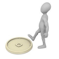 3d render of cartoon character with war mine