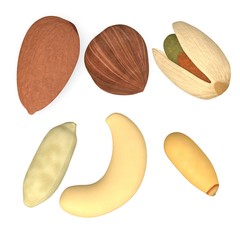 3d render of nuts (natural food)