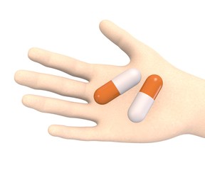 3d render of hand with pills