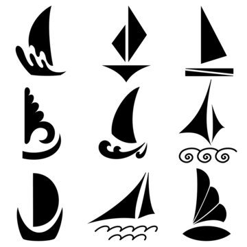 Set of vector silhouettes of ships