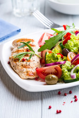 Juicy Grilled Chicken Fillet with Mediterranean-Style Salad