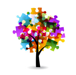 puzzle tree - obrazy, fototapety, plakaty