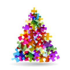 colorful puzzle christmas tree