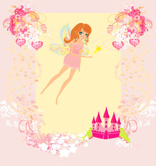 Obraz na płótnie Canvas fairy flying above castle