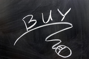 Buy word and computer mouse sign