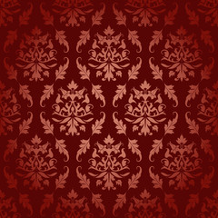 Dark Red Seamless Flowers/Leafs Pattern