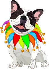 Foto op Canvas French bulldog wearing a colorful collar © Anna Velichkovsky