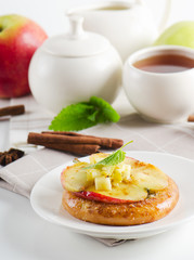 Apple cakes with  tea cup