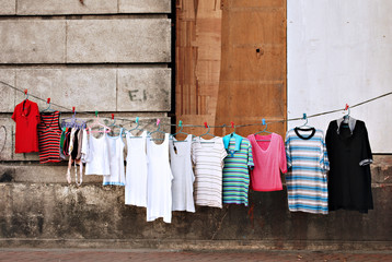 Makeshift Clothesline in Slums