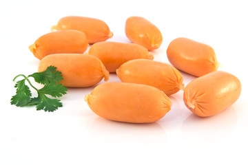 Smoked Sausages isolated on a white background
