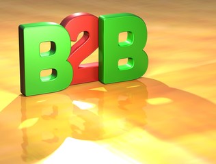 Word B2B on yellow background