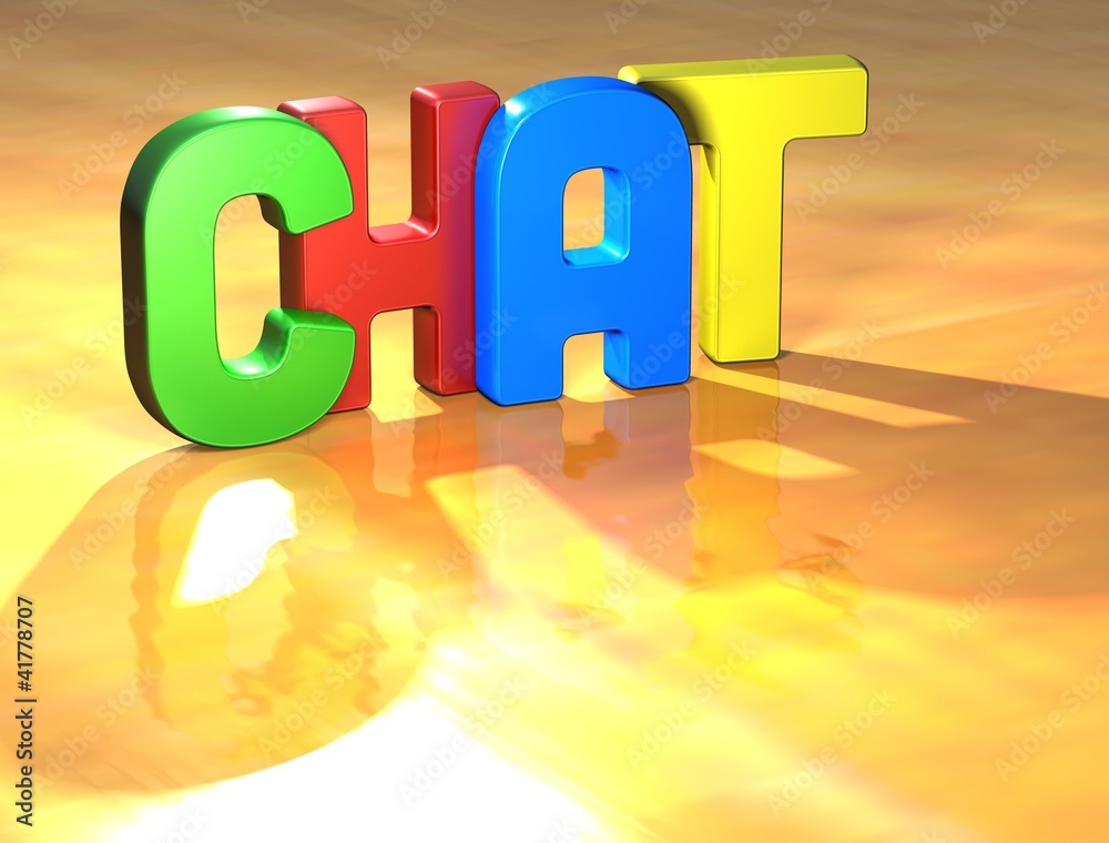 Sticker Word Chat on yellow background