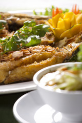 fried fish, crisp-fried with fish decorated in dish