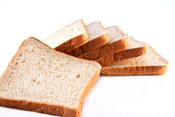 Whole wheat bread isolated on white