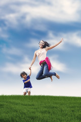 Happy woman with her daughter