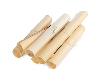 Many scrolls isolated on white isolated on white