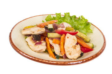 Grilled vegetables and chicken fillet